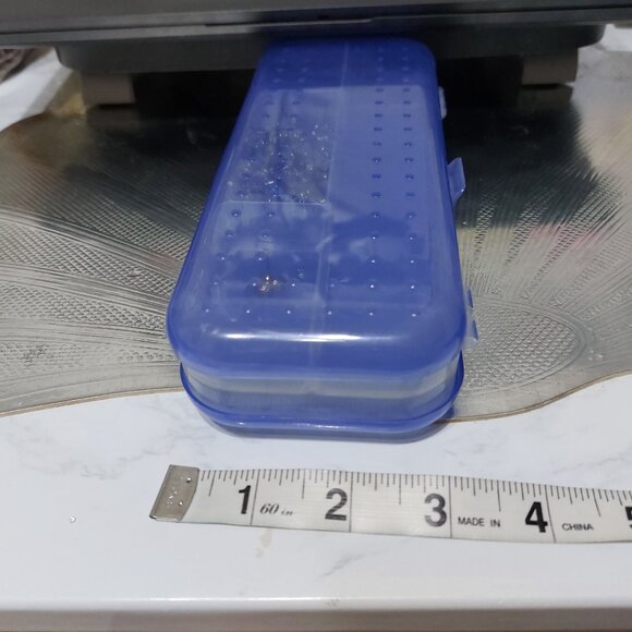 Pencil Clear Blue Organizer Jewelry Box Opens On BOTH SIDES with Compartments - Picture 5 of 10